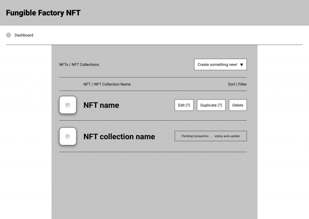 example of a no-code NFT smart contract and NFT collection generator interface